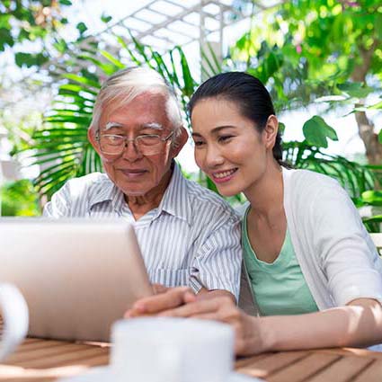 Couple using computer